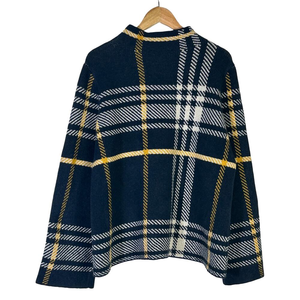 Ann Taylor Navy Plaid Turtleneck Sweater with Cream and Gold Accents - Picture 3 of 5